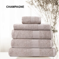 Royal Comfort 5 Piece Cotton Bamboo Towel Set 450GSM Luxurious Absorbent Plush  Champagne