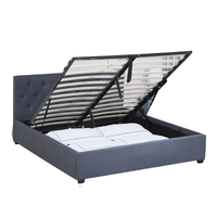 Milano Capri Luxury Gas Lift Bed Frame Base And Headboard With Storage - Single - Charcoal