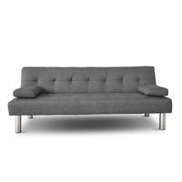 Casa Decor Sofia 2 in 1 Indoor Sofa Recliner Lounge Bed Fabric 2 Seater Futon - Grey