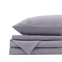 Royal Comfort Vintage Washed 100% Cotton Sheet Set Fitted Flat Sheet Pillowcases Double Grey