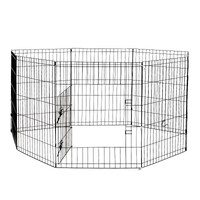 4Paws 8 Panel Playpen Puppy Exercise Fence Cage Enclosure Pets Black All Sizes - 36" - Black