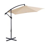 Milano 3M Outdoor Umbrella Cantilever With Protective Cover Patio Garden Shade Beige 3 x 2.5m