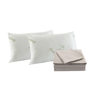 Royal Comfort Bamboo Blend Sheet Set 1000TC and Bamboo Pillows 2 Pack Ultra Soft - Queen - Warm Grey