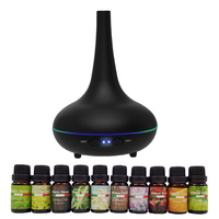 Milano Aroma Diffuser Set With 10 Pack Diffuser Oils Humidifier Aromatherapy  Black