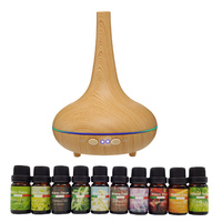Milano Aroma Diffuser Set With 10 Pack Diffuser Oils Humidifier Aromatherapy  Light Wood