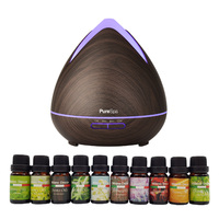 Purespa Diffuser Set With 10 Pack Diffuser Oils Humidifier Aromatherapy  Dark Wood
