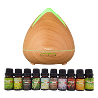 Purespa Diffuser Set With 10 Pack Diffuser Oils Humidifier Aromatherapy  Light Wood