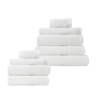 Royal Comfort 9 Piece Cotton Bamboo Towel Bundle Set 450GSM Luxurious Absorbent - White
