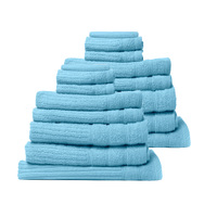 Royal Comfort 16 Piece Egyptian Cotton Eden Towel Set 600GSM Luxurious Absorbent Aqua