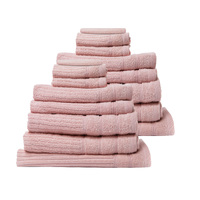 Royal Comfort 16 Piece Egyptian Cotton Eden Towel Set 600GSM Luxurious Absorbent - Blush