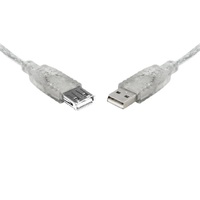 8WARE USB 2.0 Extension Cable 2m A to A Male to Female Transparent Metal Sheath Cable