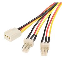 ASTROTEK Fan Power Cable 20cm - 2x3pin Male to 3 pins Female - for Computer PC Cooler Extension Connectors Black Sleeved
