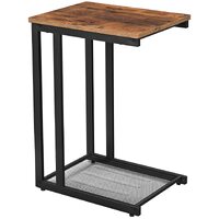 Bedside Table with Mesh Shelf, Rustic Brown