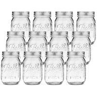 12 Pieces Canning Jars - 480ml Mason Jar Empty Glass Spice Bottles with Airtight Lids and Labels