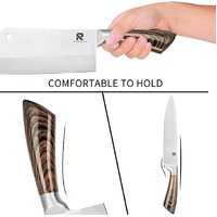 Kitchen Knife Block Set 8 Stainless Steel Knives with Wooden Color Handle (Wood color)