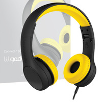 LilGadgets Connect + Childrens Kids Wired Headphones Black Yellow