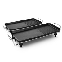 SOGA 2X 48cm Electric BBQ Grill Teppanyaki Tough Non-Stick Surface Hot Plate Kitchen 3-5 Person