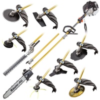 BAUMR-AG 65cc 9in1 Long Reach Garden Multi-tool, Pole Saw, Hedge & Line Trimmer, Brush Cutter, 12" Tree Trimming Pruning Chainsaw Bar, 2 Extension Sha