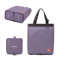 Shopper Bag Tote Bag Foldable Travel Laptop Grocery Nylon KO-SHOULDER PURPLE