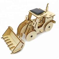Model Bulldozer Tipper truck: Solar or battery powered plywood model-includes Motor or Solar powered options plus paint brush set