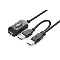 UGREEN USB 2.0 Active Extension Cable with USB Power 5M (20213)