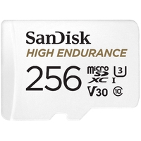 SANDISK HIGH ENDURANCE MICROSDHC CARD SQQNR 256G UHS-I C10 U3 V30 100MB/S R 40MB/S W SD ADAPTOR SDSQQNR-256G-GN6IA