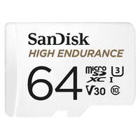 SANDISK HIGH ENDURANCE MICROSDHC CARD SQQNR 64G UHS-I C10 U3 V30 100MB/S R 40MB/S W SD ADAPTOR SDSQQNR-064G-GN6IA