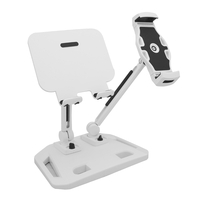 Universal and Adjustable Double Arm Stand Holder White