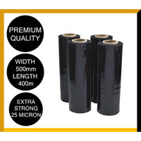 Moofer Premium Pallet Stretch Wrap 500mm x 300m x 25um Black (4 Packs)