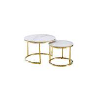 Nesting Style Coffee Table - White on Gold - 60cm/45cm