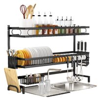85cm 3 tier Over Sink Dish Drying Rack Drainer Kitchen Cutlery Holder Storage Organizer