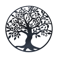 Black Tree of Life Wall Art Hanging Metal Iron Sculpture Garden 60cm