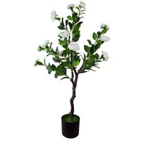 1x Flowering Natural White Artificial Camellia Tree 100cm
