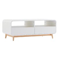 Merlin White Modern Retro Coffee Table with Push to Open Drawers