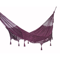 Outdoor undercover cotton Mayan Legacy hammock with hand crocheted tassels Queen Size Maroon