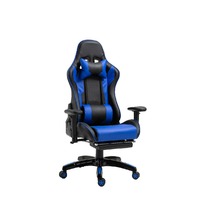 Gaming Chair Office Chair Computer PU Executive Recliner Back Footrest Armrest Black and Blue