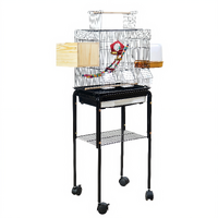 YES4PETS Medium Size Black Bird Cage Parrot Budgie Aviary with Perch Stand and Castor Wheels