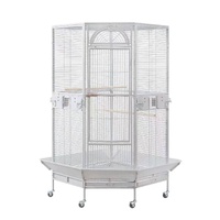 YES4PETS 161 cm XL Corner Bird Cage Pet Parrot Aviary Perch Castor Wheel Stand White