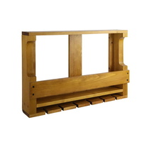 Artiss 7 Bottle Wall Mounted Wine & Glass Rack - Natural