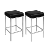 Artiss Set of 2 PU Leather Backless Bar Stools - Black