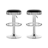 Artiss Set of 2 PU Leather Backless Bar Stools - Black