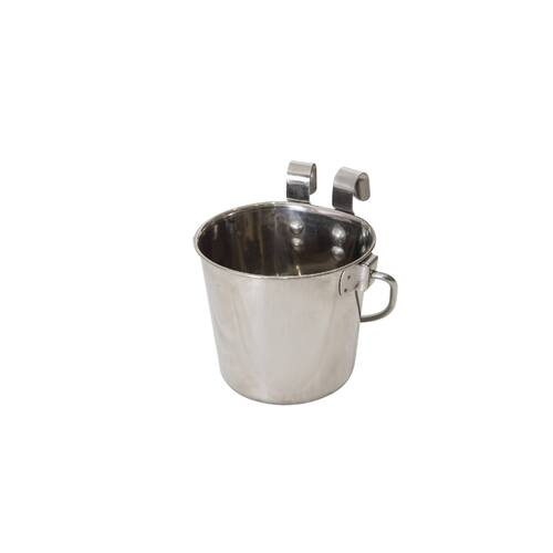 YES4PETS 946ml Stainless Steel Pet Parrot Feeder Dog Cat Bowl Water Bowls Flat Sided Bucket with Riveted Hooks