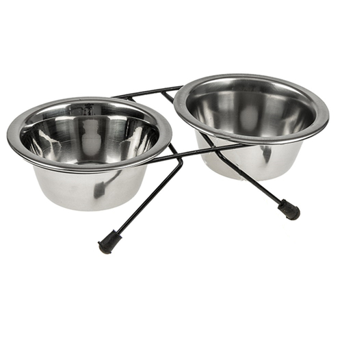 YES4PETS 2 x Sets Small Portable Dog Cat Steel Pet Bowl Water Bowls Feeder