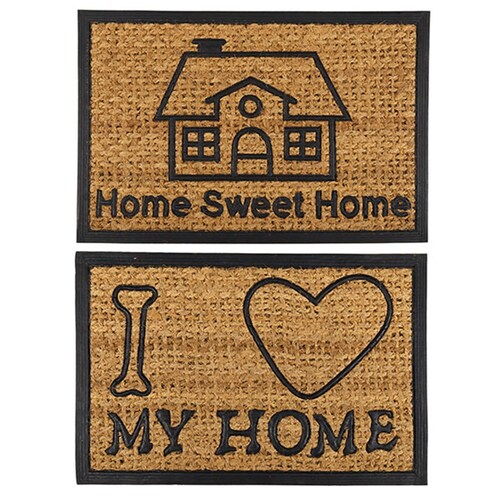 YES4HOMES 2 x Front Door Entryway Doormat Cursive Natural Coconut Coir Floor mat Outdoor