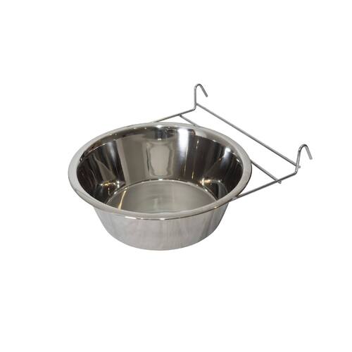 YES4PETS 2 x Stainless Steel Pet Rabbit Bird Dog Cat Water Food Bowl Feeder Chicken Poultry Coop Cup 1.9L