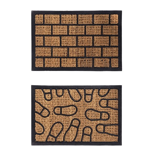 YES4HOMES 2 x Front Door Entryway Doormat Cursive Natural Coconut Coir Floor Mat Outdoor
