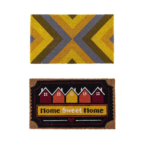 YES4HOMES 2 x Doormat for Front Door Entryway Cursive Natural Coconut Coir Floor mat Outdoor 45x75cm