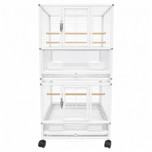 YES4PETS 110 CM High White Bird Transport Budgie Cage Parrot Aviary Carrier with Wheels