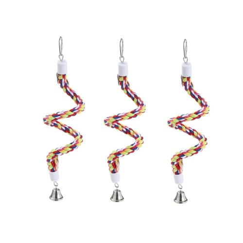 YES4PETS 3 X Spiral Rope Toy Birds Parrot Parakeet Cockatiel Budgie