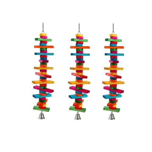 YES4PETS 3 X Wood Spiral Chew Toy Birds Parrot Parakeet Cockatiel Budgie
